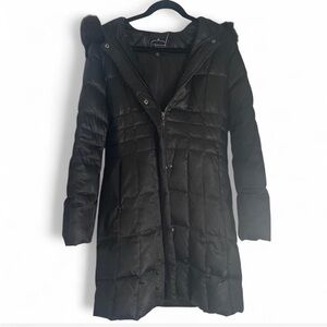 1 Madison Alice Outerwear Black Jacket with Fur Trim Hood